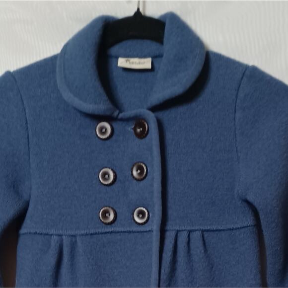Marae Girls Blue Virgin Wool Button Front Coat. Size 6 - Picture 3 of 15